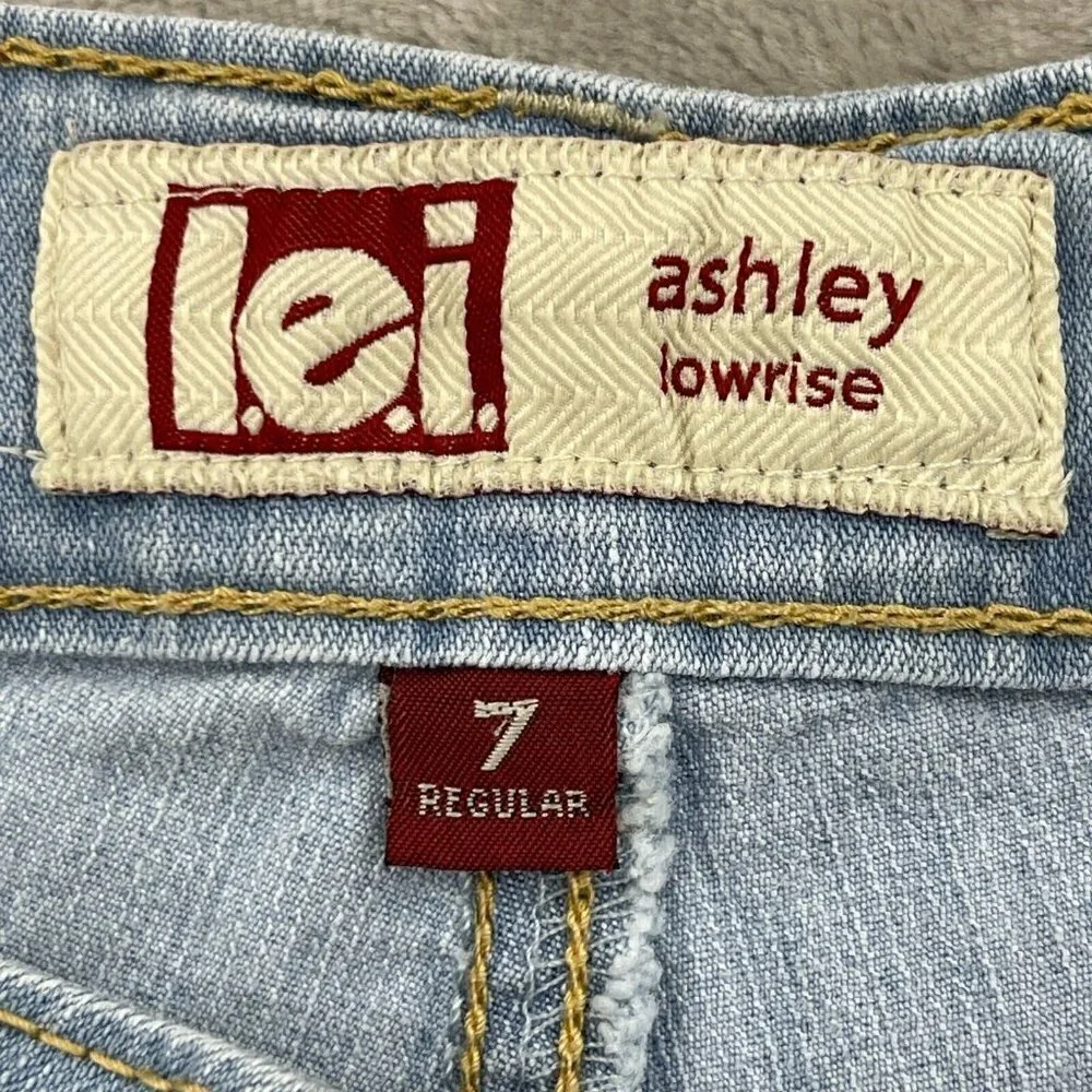 L.e.i. US American Flag Print Low Rise Denim Cuffed Shorts Retro Y2K - Picture 6 of 10